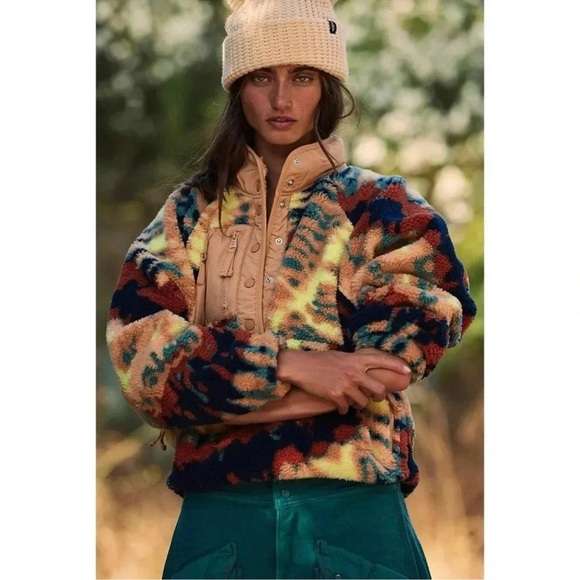 New Free People Movement Hit The Slopes Printed Fleece Jacket Pullover XS - Picture 11 of 12